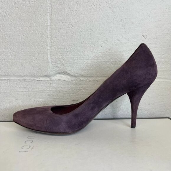 Miu Miu Pumps Purple Suede Close Toe Shoes High Heels Slip On Women's 39 EU/9 US - Picture 5 of 12